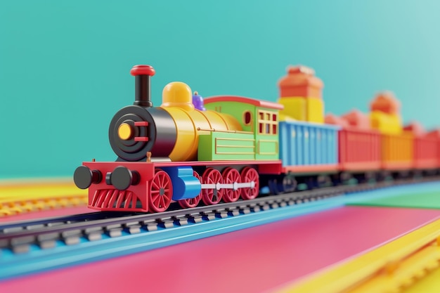 Photo doll and toy train in the concept of realistic play