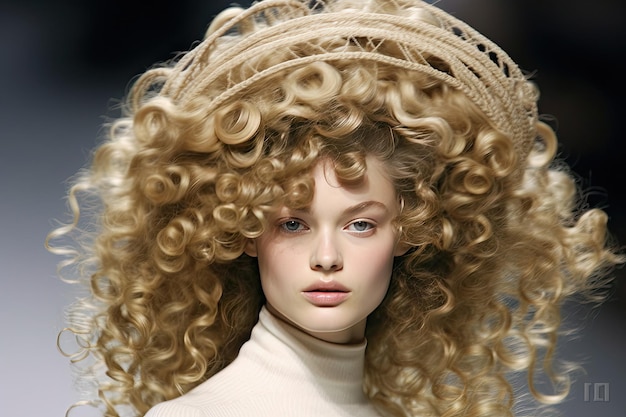 Foto una bambola con i capelli biondi e ricci e una corona