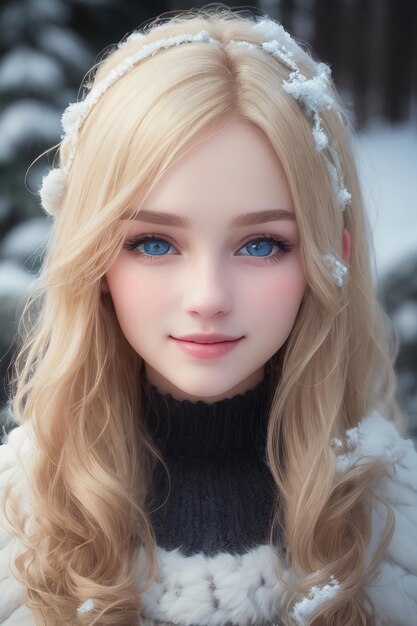 Photo a doll with blue eyes and a white hat