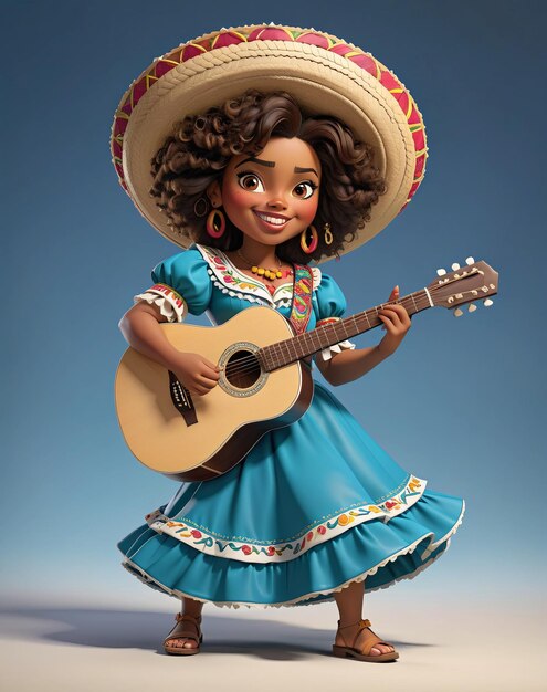 Photo a doll with a guitar and a mexican dress