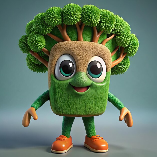 Foto una bambola con una testa di broccoli su di essa