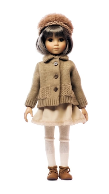 A doll with a jacket that says " the name of the doll "