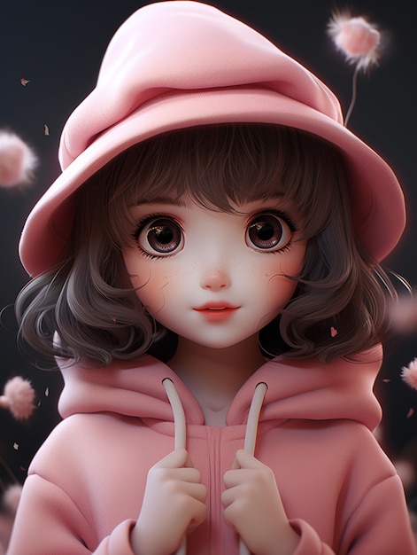 A doll with a pink coat on