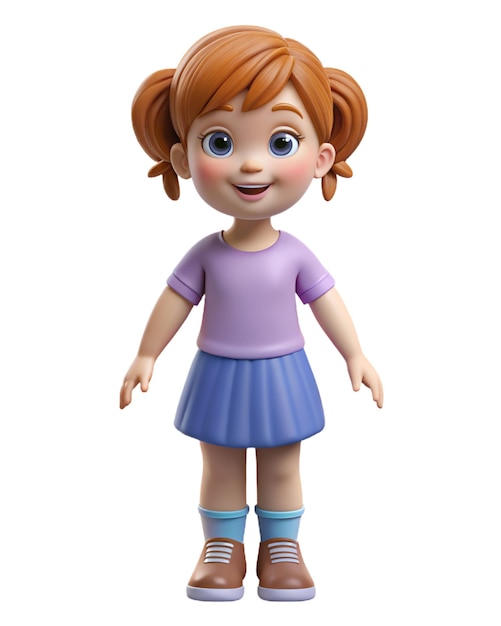 Photo a doll with a purple shirt and blue skirt