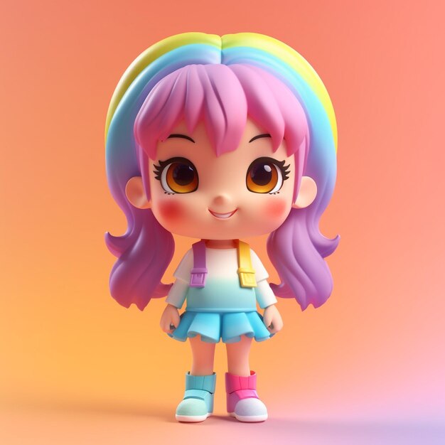 A doll with a rainbow hat and a shirt on it