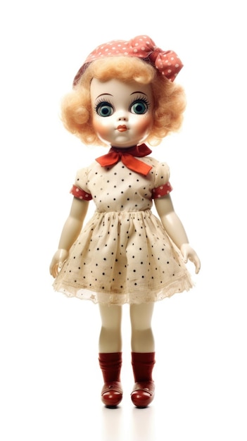 Photo a doll with a red bow on its neck