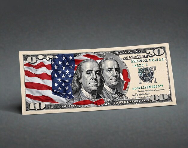 a dollar bill with the american flag on it