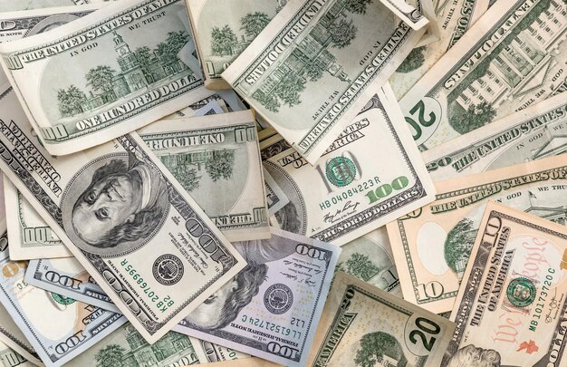 Photo dollar bills background top view