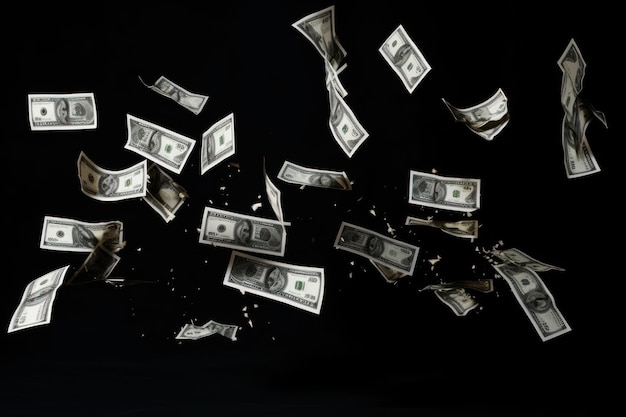 dollar bills falling with colorful background