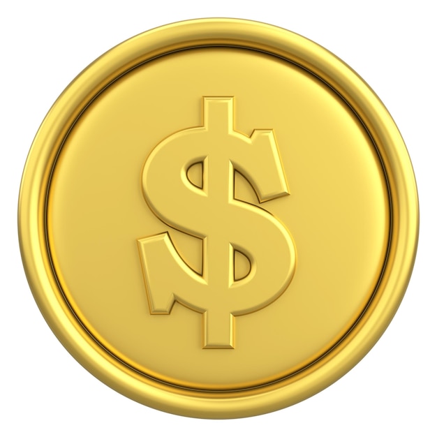 Foto illustrazione 3d dei soldi della moneta del dollaro 3d