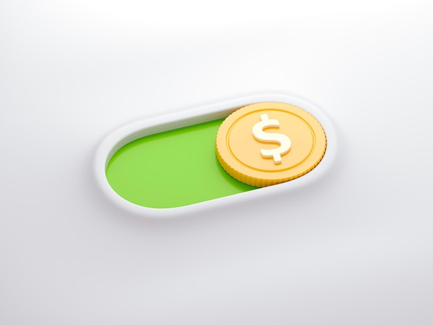 Dollar coin button 3d render