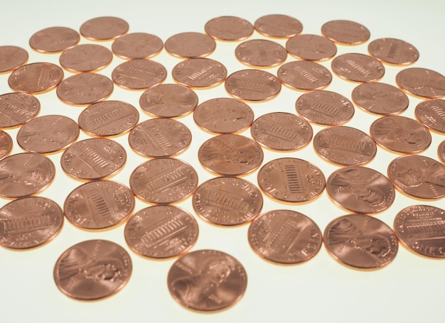 Photo dollar coins 1 cent wheat penny cent