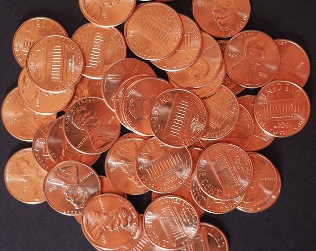 Photo dollar coins 1 cent wheat penny cent