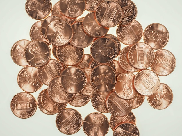 Photo dollar coins 1 cent wheat penny cent