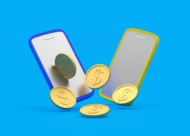 Dollar coins are pouring out of mobile phone screens