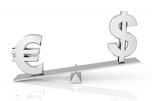 Dollar and Euro comparison. 3D rendering.