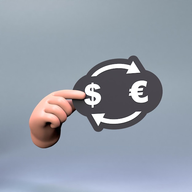 Foto illustrazione del rendering 3d di conversione del dollaro e dell'euro