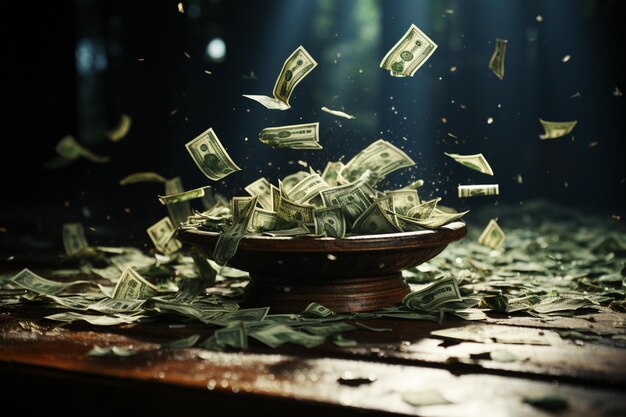 Dollar falling rain money wallpaper flying cash shower background ar c v