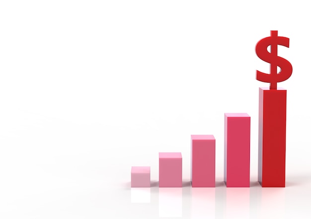 Dollar financial success bar chart graph