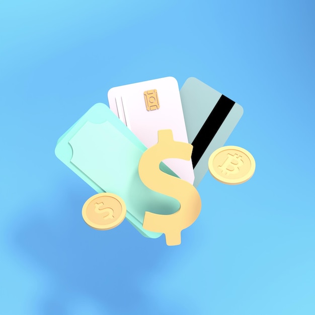 Dollar geld besparen concept. 3D render illustratie.