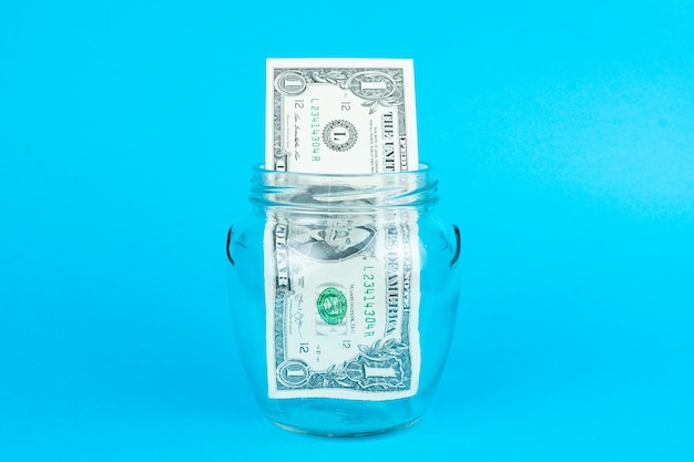 Dollar in a glass jar