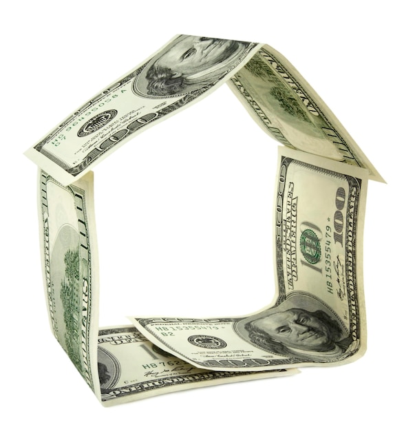 Dollar house on white background