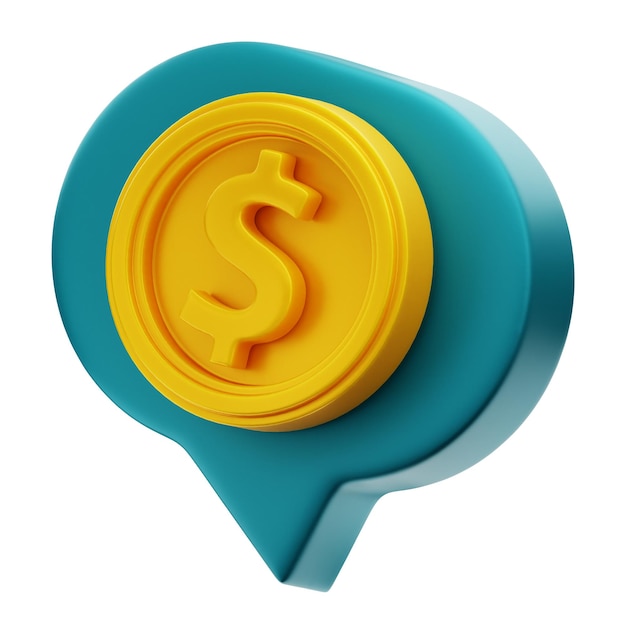 Dollar munt geld financiën pictogram 3D-rendering hoge kwaliteit op geïsoleerde background