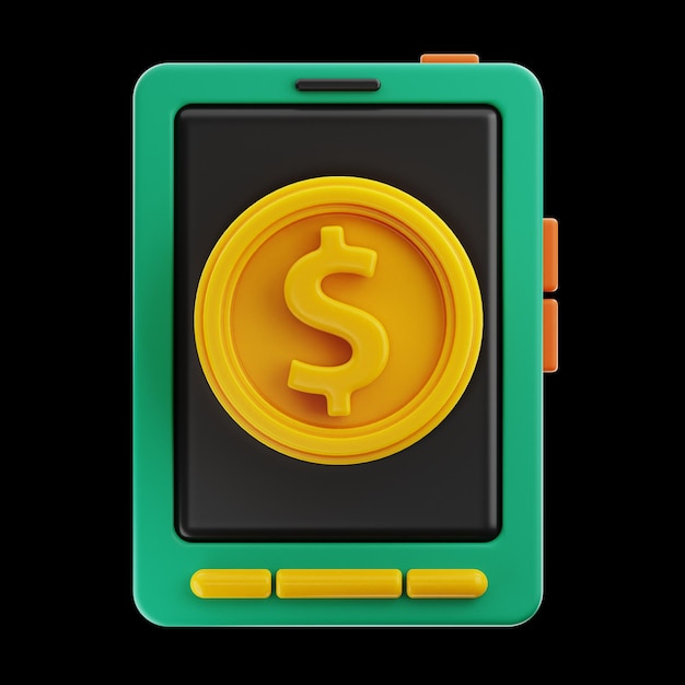 Dollar munt geld financiën pictogram 3D-rendering hoge kwaliteit op geïsoleerde background