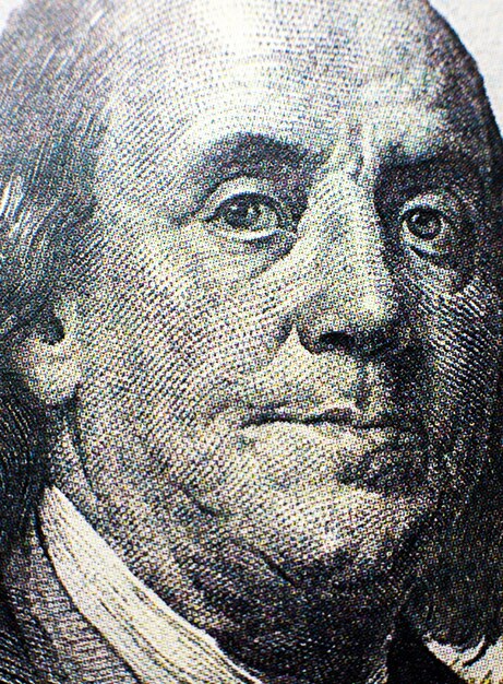 Dollar note with Franklin on it. Close Up photo. American money.