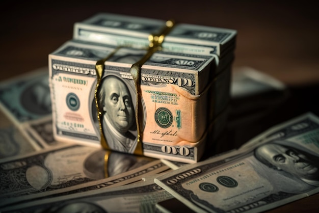 Dollar packs background Growth of income and financial prosperity concept