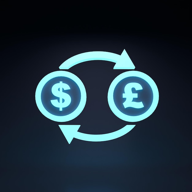 Dollar and pound conversion 3d rendering illustration