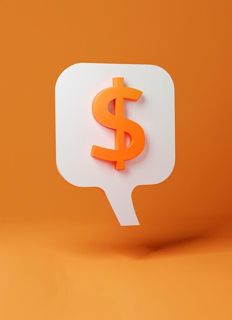 dollar sign currency icon or symbol on orange speech bubble online shopping concept 3d