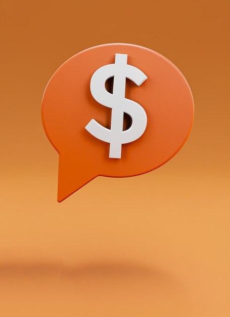 dollar sign currency icon or symbol on orange speech bubble online shopping concept 3d