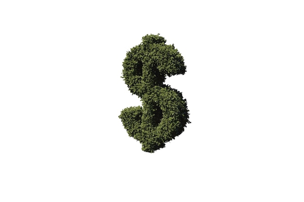 Dollar sign made of leaves on white background