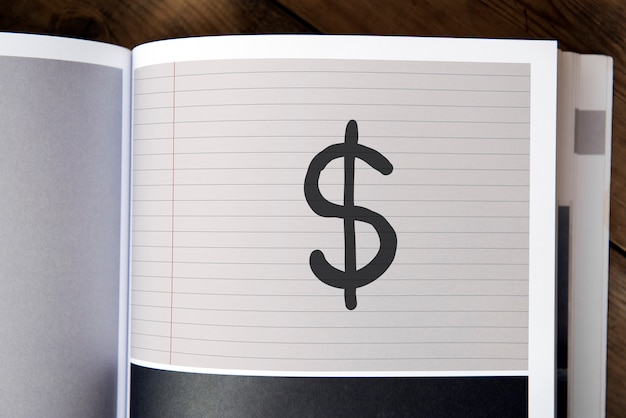dollar sign on a magazine