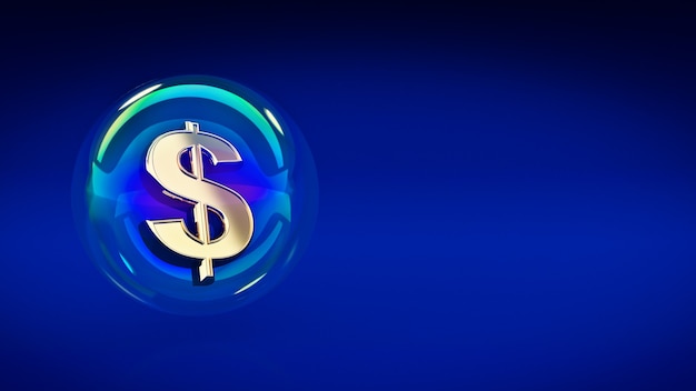 Photo dollar symbol in bubble 3d rendering