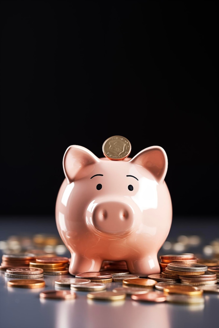 Foto dollarbiljetten en spaargeld besparingsinvesteringen bedrijf winnen gelukkige varken bankconcept