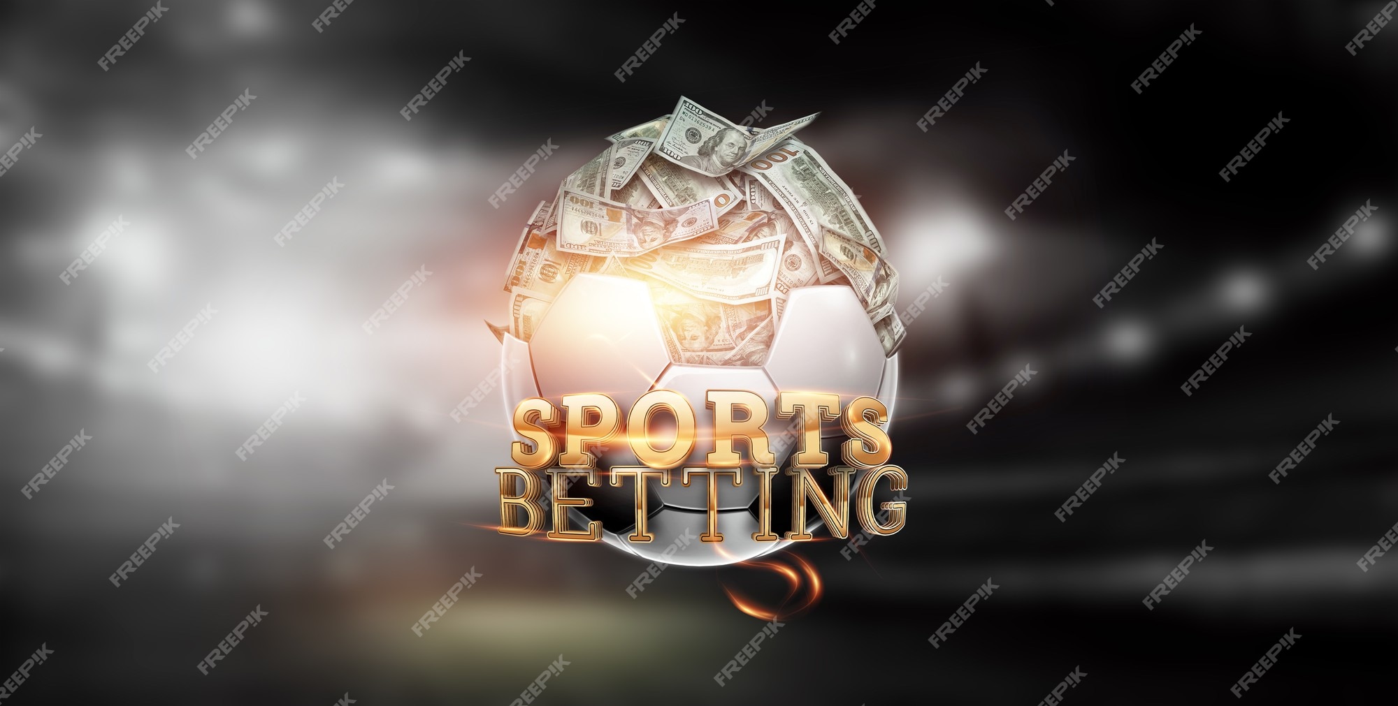 Socccer concept. Sports betting on football. Design for a bookmaker.  Download banner for sports website. Soccer player winner on a fiery  background Stock Photo