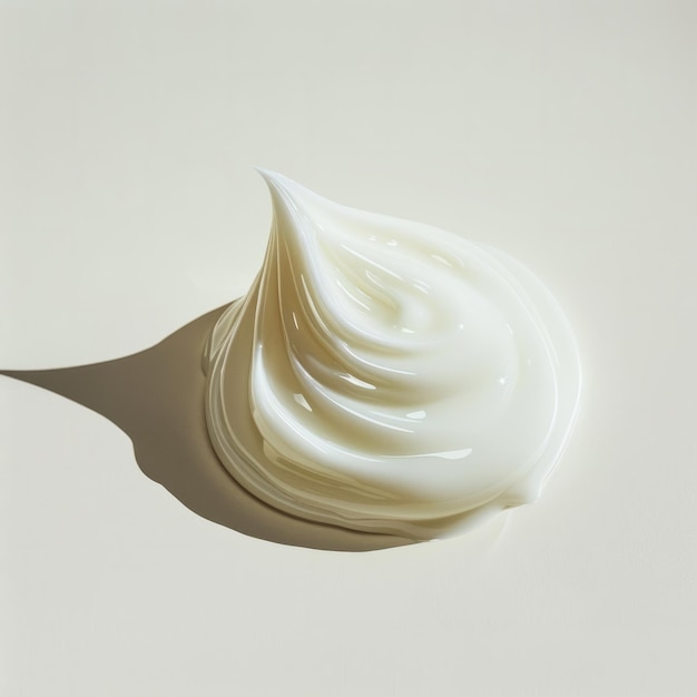 Photo a dollop of thick creamy white skincare cream on a muted white background