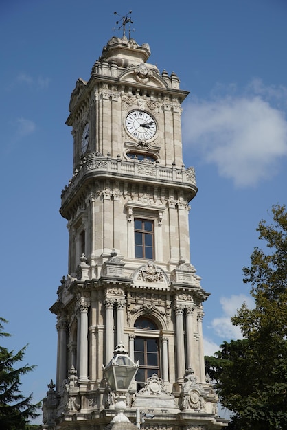 Dolmabahce Clock Tower in Istanbul Turkiye