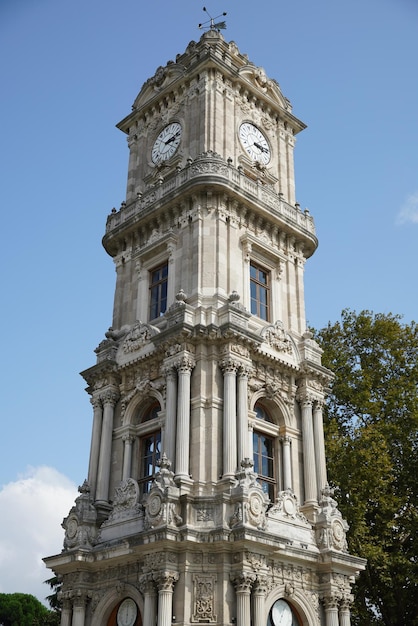 Dolmabahce Clock Tower in Istanbul Turkiye