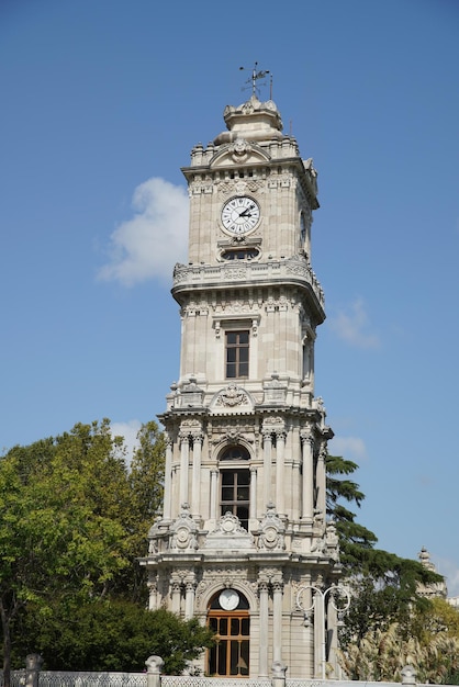 Dolmabahce Clock Tower in Istanbul Turkiye