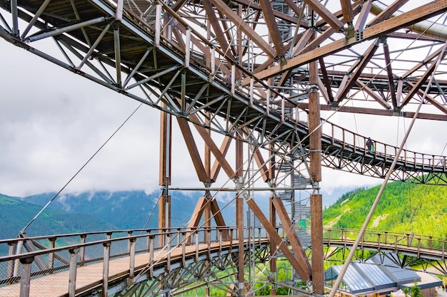 Dolni Morava Sky Walk stairs in the mountains Czech Republic