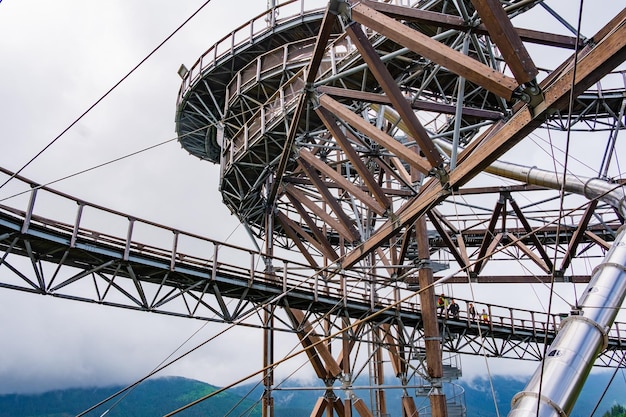 Dolni Morava Sky Walk stairs in the mountains Czech Republic