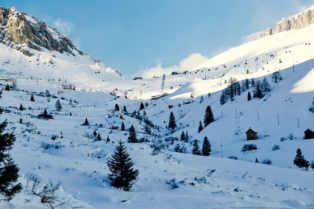 Dolomietbergen in sneeuw worden behandeld die