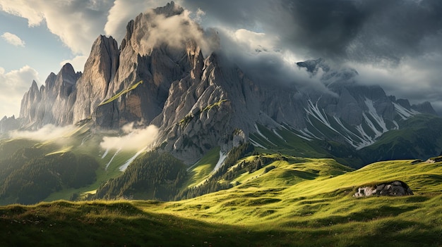 Dolomites covered mountains of italy