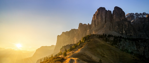 Dolomites, Italy Landscape at Passo Gardena.