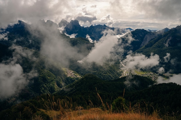 Dolomites, Italy - nov, 2021 Great view from the mountain overlooking Monte Punta. High quality photo