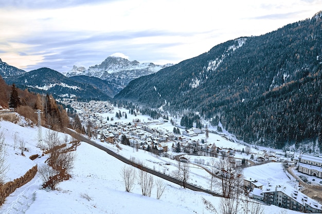 Dolomites mountains covered in snow