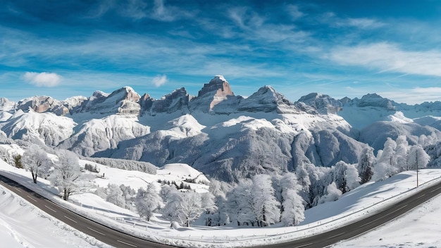 Dolomites mountains with snow